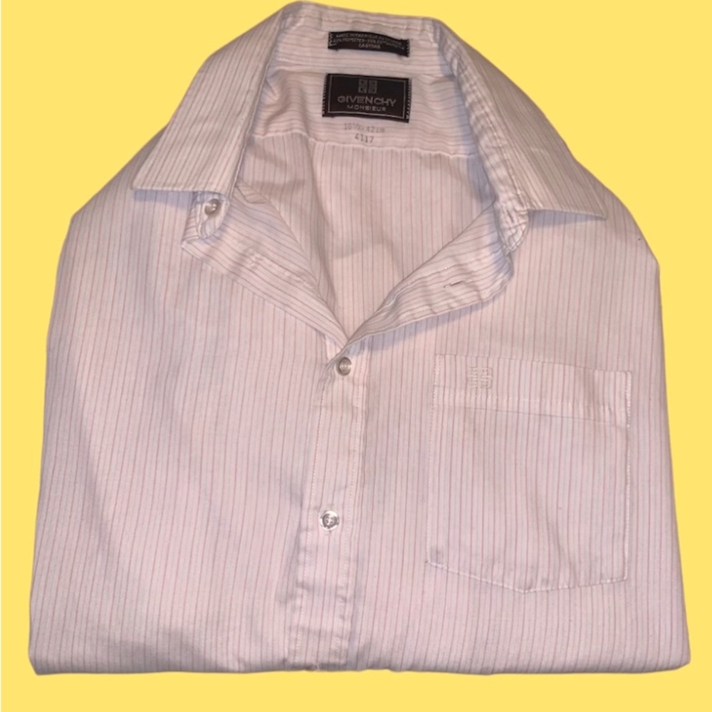 Givenchy Men's Buttoned White Striped Shirt